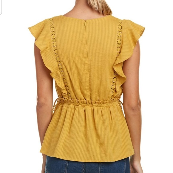 ❌SOLD❌Moon River Yellow Embroidered Ruffle Top Sm - Picture 8 of 8